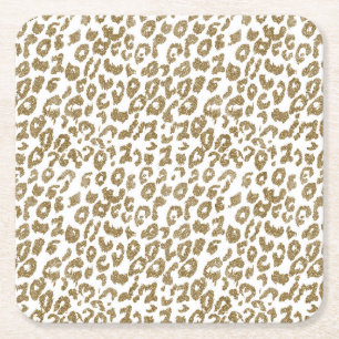 Posavasos Cuadrado De Papel Bonito trendy purpurina de oro leopardo