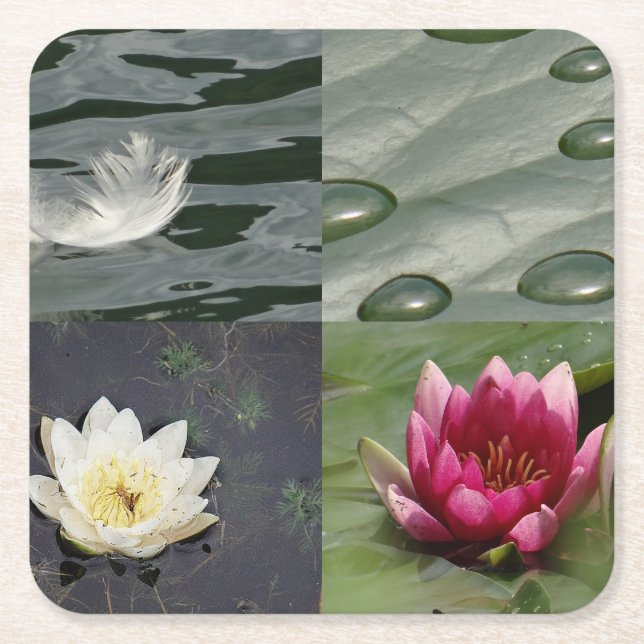 Posavasos Cuadrado De Papel Bonito Water Lilies (Anverso)