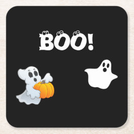 Posavasos Cuadrado De Papel Boo Halloween