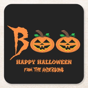 Posavasos Cuadrado De Papel ¡BOO! Halloween Calabazas de papel