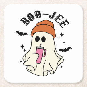 Posavasos Cuadrado De Papel Boo-Jee fantasma divertido inspirado en Tumbler de