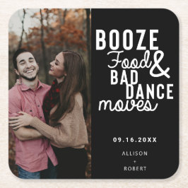 Posavasos Cuadrado De Papel Booze Food & Bad Dance Mueve Boda foto