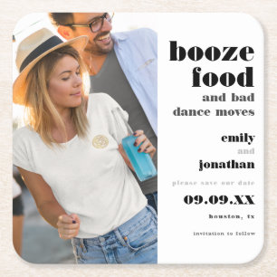 Posavasos Cuadrado De Papel Booze Food Bad Dance Mueve Foto Guardar la fecha