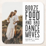 Posavasos Cuadrado De Papel Booze Food Bad Dance Mueve Partido de compromiso<br><div class="desc">Alza un brindis para amar, reír y recuerdos inolvidables con nuestros movimientos de "Booze, Food and Bad Dance" Foto Semana Santa personalizada, especialmente diseñada para la fiesta de compromiso de la pareja. Esta montaña rusa es la mezcla perfecta de diversión y sentimentalidad, capturando la esencia de la historia de amor...</div>