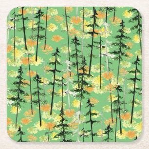 Posavasos Cuadrado De Papel Bosque de Otoño: Belleza Natural sin Marea