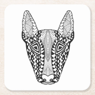 Posavasos Cuadrado De Papel Bosquejo de bull terrier