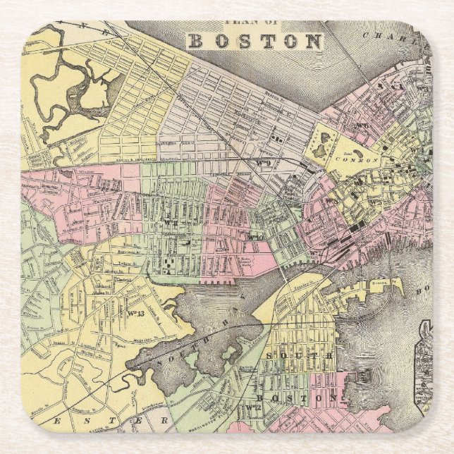 Posavasos Cuadrado De Papel Boston 3 (Anverso)