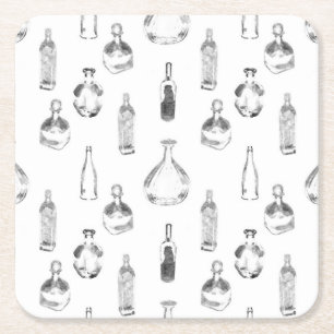 Posavasos Cuadrado De Papel Botellas de licor variadas