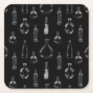 Posavasos Cuadrado De Papel Botellas de licor variadas