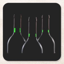 Posavasos Cuadrado De Papel Botellas de vino Papel cuadrado negro