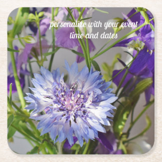 Posavasos Cuadrado De Papel botón del soltero azul