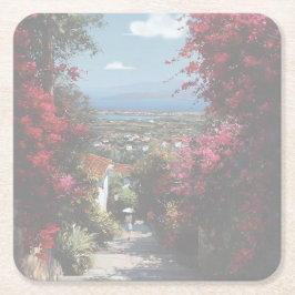 Posavasos Cuadrado De Papel Bougainvillea path | Acrylic