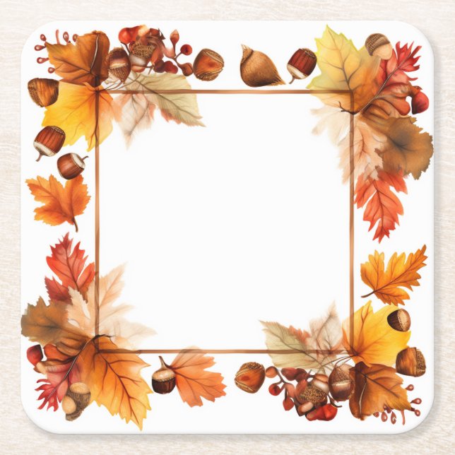 Posavasos Cuadrado De Papel Bountiful Bliss: Wreath Harvest (Anverso)