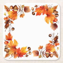 Posavasos Cuadrado De Papel Bounty de otoño: Wreath Harvest
