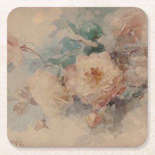 Posavasos Cuadrado De Papel Bouquet de Rosas - Franz Bischoff