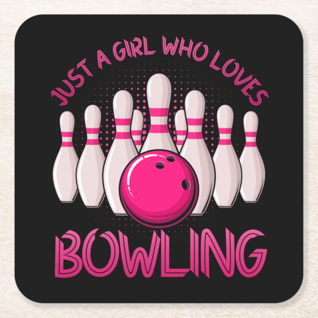 Posavasos Cuadrado De Papel Bowling Gift For Girls Women Bowling Game Bowlers (Anverso)