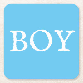 Posavasos Cuadrado De Papel Boy Typography Blue Baby Boy Baby Shower