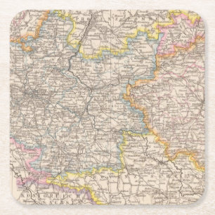 Posavasos Cuadrado De Papel Brandeburgo, mapa del atlas de Posen
