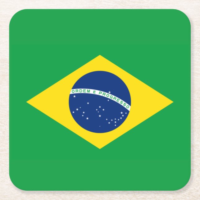 Posavasos Cuadrado De Papel Brazil Flag World Cup 2026 Football Brasil Soccer (Anverso)