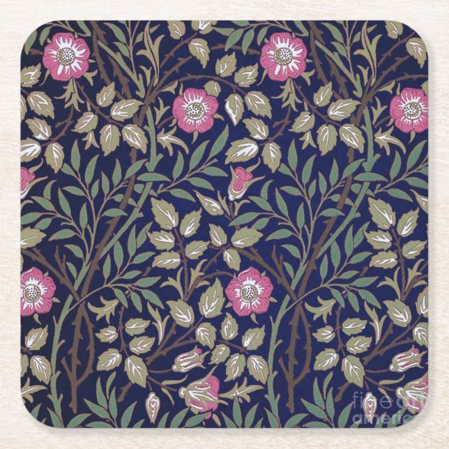 Posavasos Cuadrado De Papel Briar dulce, William Morris (Anverso)