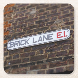 Posavasos Cuadrado De Papel Brick Lane - Rótulo de la calle - Londres - Pascua