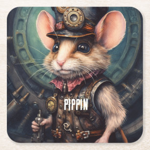 Posavasos Cuadrado De Papel Brie Sombrero de Copa Steampunk