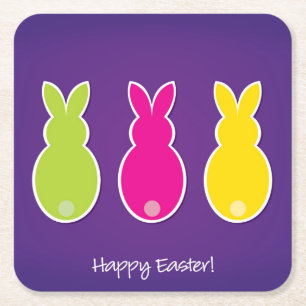 Posavasos Cuadrado De Papel Bright Easter Bunny Silhouette