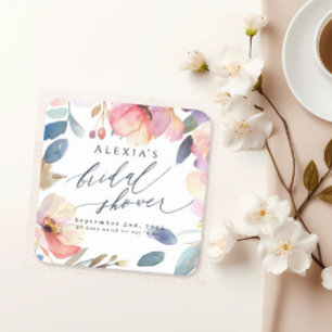 Posavasos Cuadrado De Papel Bright Floral Bridal Shower Paper Coaster