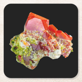 Posavasos Cuadrado De Papel Bright Red Wulfenite Espectro Coaster