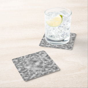 Posavasos Cuadrado De Papel Brillo de Plata