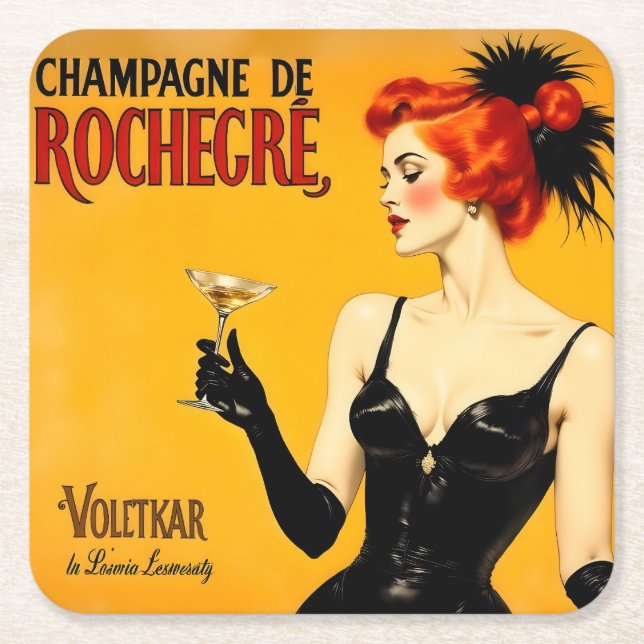 Posavasos Cuadrado De Papel Brindis con champán (Anverso)