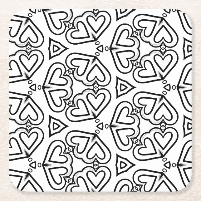 Posavasos Cuadrado De Papel brindis de corazones de mariposa (Anverso)