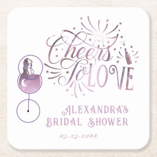 Posavasos Cuadrado De Papel Brindis por el Amor Cata de Vinos Elegante Despedi