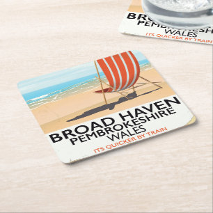 Posavasos Cuadrado De Papel Broad Haven, Pembrokeshire, costa de Gales