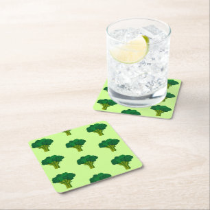 Posavasos Cuadrado De Papel Brócoli Verde Verdura Comida Saludable Vegetal