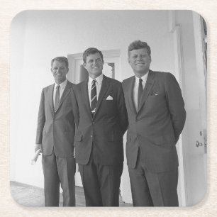 Posavasos Cuadrado De Papel Bros, Presidente John Kennedy, Robert y Ted