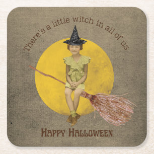Posavasos Cuadrado De Papel Bruja Pequeña En Todas Nosotras Halloween
