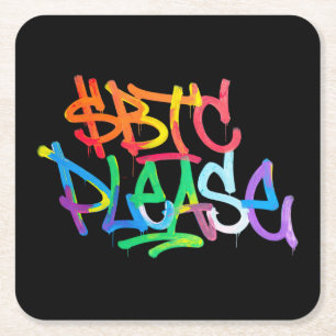 Posavasos Cuadrado De Papel "$BTC Por favor" (Estilo 2)