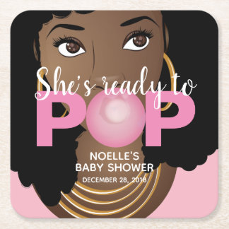 Posavasos Cuadrado De Papel Bubblegum rosada | Está lista para pop