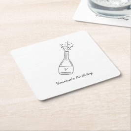 Posavasos Cuadrado De Papel Bubbly Birthday Wike Popping Champagne Bottle