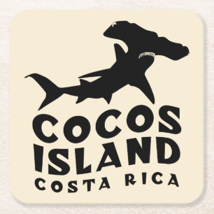 Posavasos Cuadrado De Papel Buceo con tiburones martillo en Costa Rica