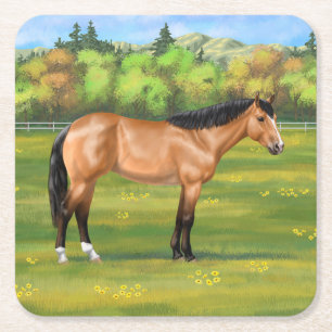 Posavasos Cuadrado De Papel Buckskin Dun Quarter Horse