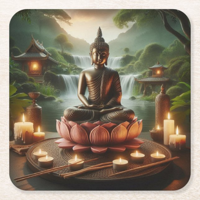 Posavasos Cuadrado De Papel Buda (Anverso)