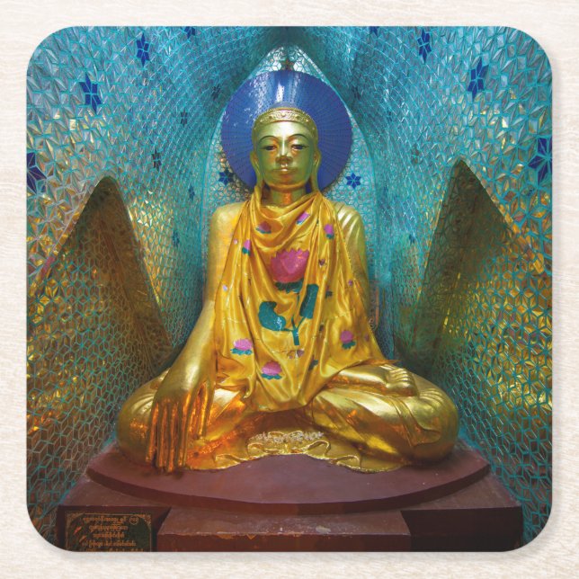 Posavasos Cuadrado De Papel Buda En La Alcoa Ornate (Anverso)