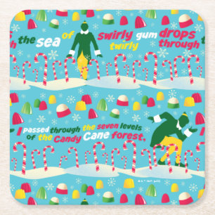 Posavasos Cuadrado De Papel Buddy the Elf Candy Pattern