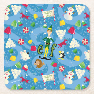 Posavasos Cuadrado De Papel Buddy the Elf Personalizado Pattern
