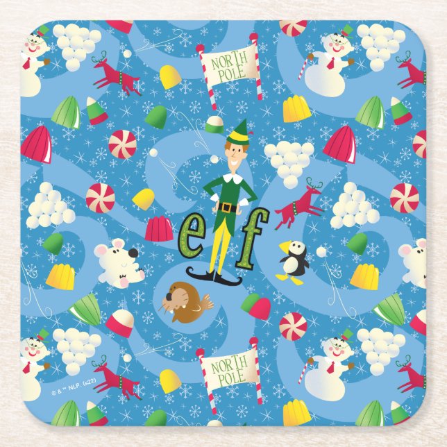Posavasos Cuadrado De Papel Buddy the Elf Personalizado Pattern (Anverso)
