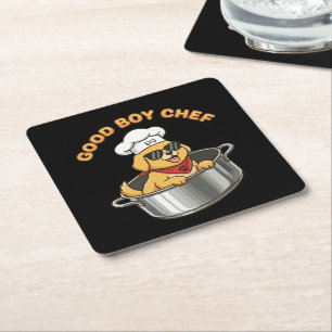Posavasos Cuadrado De Papel Buen Chico Chef Perro Cocinero