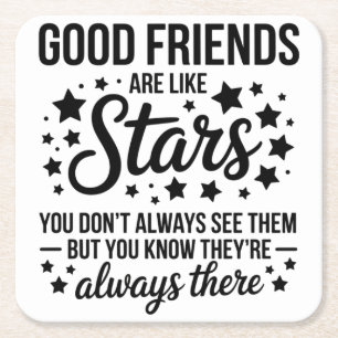 Posavasos Cuadrado De Papel Buenos amigos son como estrellas Frase Inspiradora