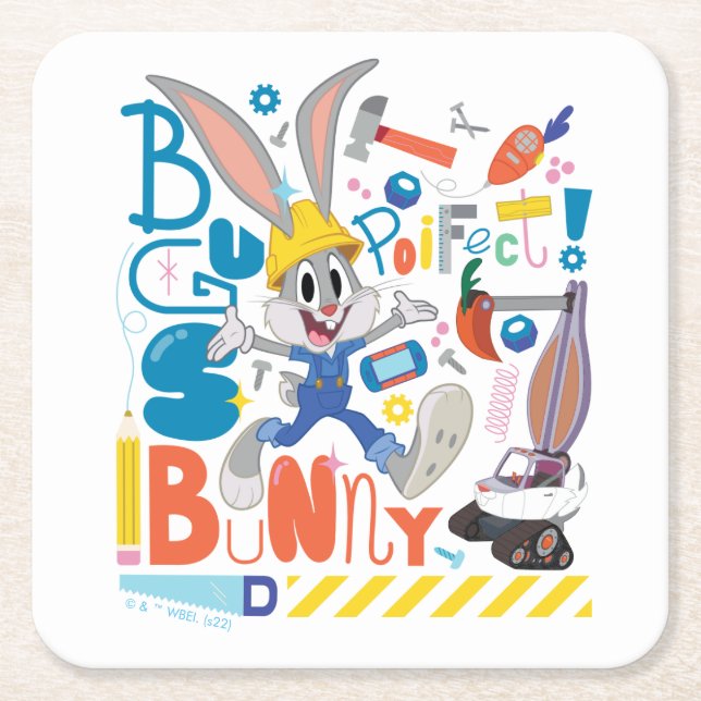Posavasos Cuadrado De Papel BUGS BUNNY BUILDERS™| BUGS BUNNY™ Herramientas de  (Anverso)